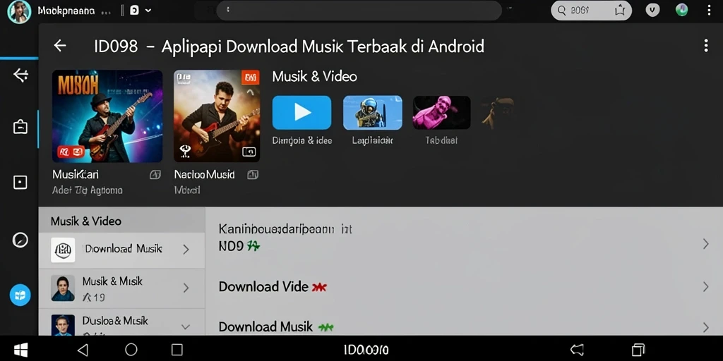 Antarmuka aplikasi Download Musik ID098 yang user-friendly dan fungsional.