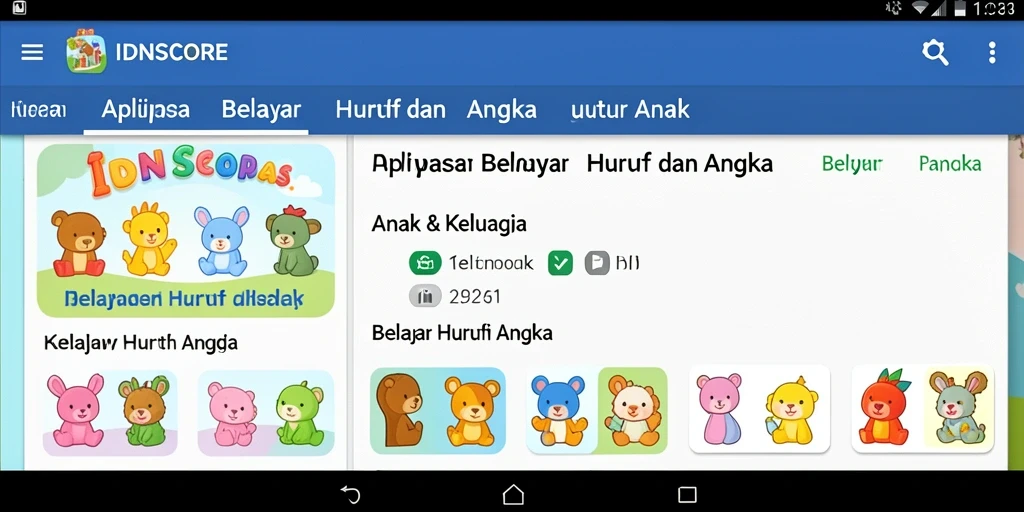 Tampilan antarmuka aplikasi Belajar Huruf Angka yang menarik dan interaktif.