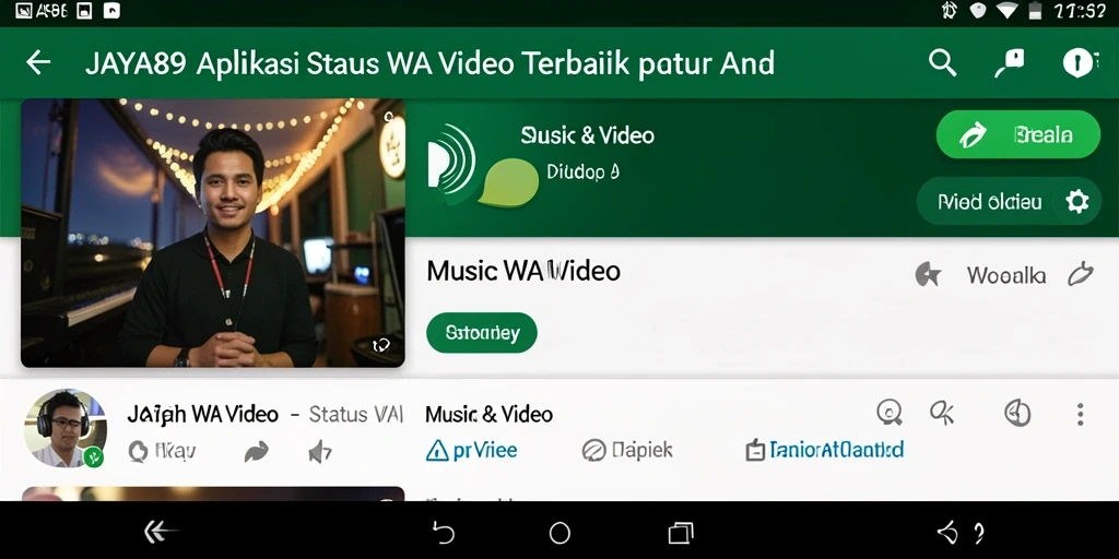 Antarmuka aplikasi JAYA89 untuk Status WA Video yang menarik dan mudah digunakan.