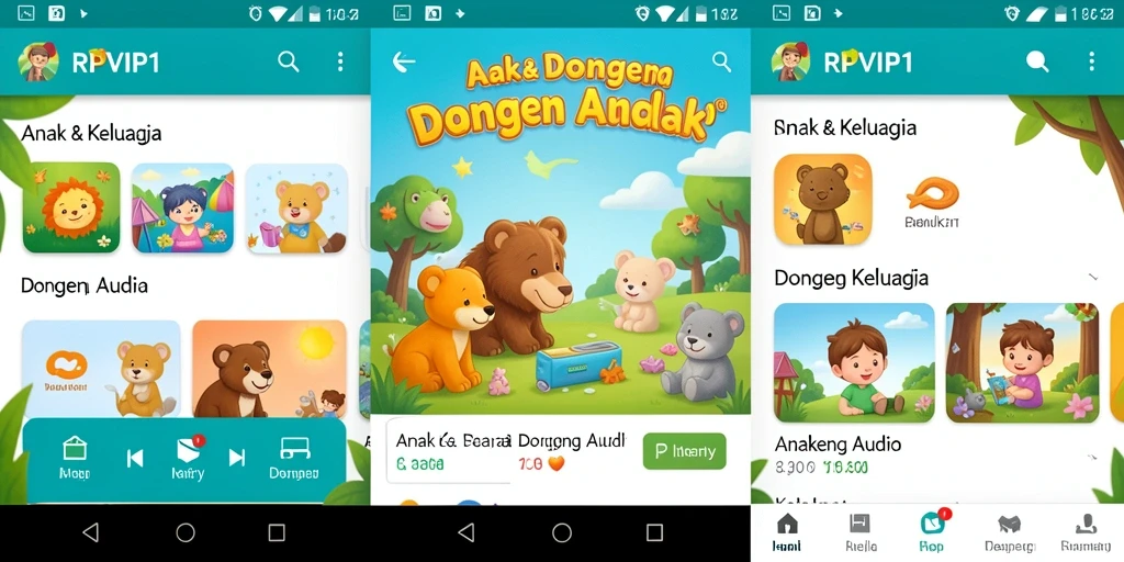 Antarmuka RPVIP1 yang ramah anak dengan pilihan dongeng audio.