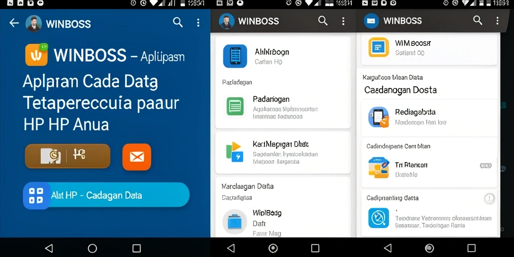 Tampilan antarmuka WINBOSS yang ramah pengguna untuk pencadangan data.