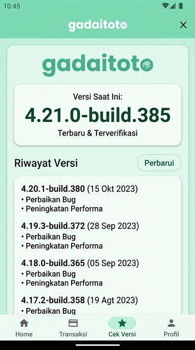 Riwayat Versi Gadaitoto untuk Pengguna Android